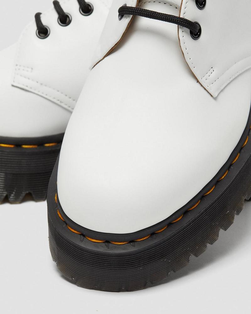 White Women's Dr Martens 1461 Smooth Leather Platform Shoes | CA 389FDN